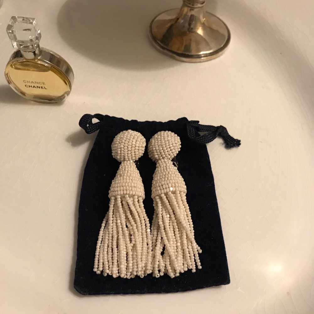 Oscar De La Renta Short Tassle Clip-On Earrings